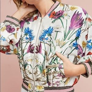 Elevenses satin floral bomber jacket